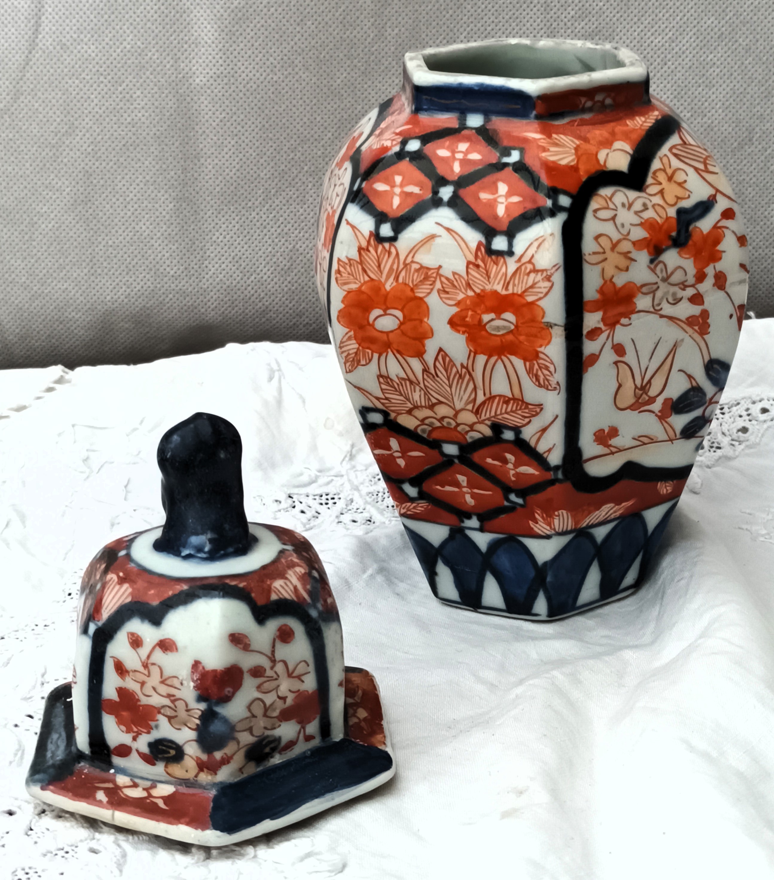 Antique Japanese Meiji Period Imari Porcelain Vase & Cover Antique Ceramics 5